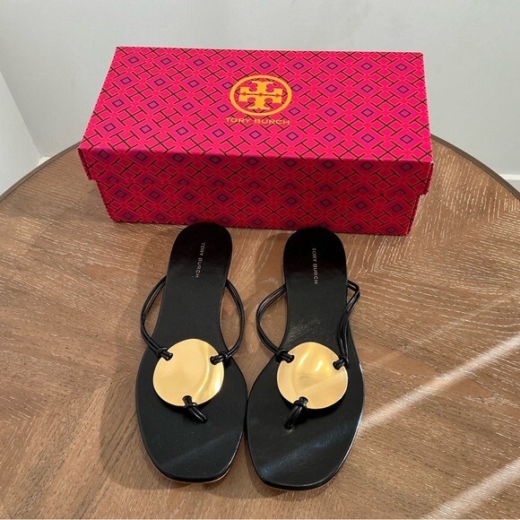 Tory Burch Black and Gold Women\'s Sandals